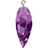 Swarovski 6541 34.5mm Twisted Drop (half hole)-classic cap Pendants Amethyst Rhodium