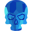 Swarovski style # 2856 Skull Flatback Crystal Metallic Blue Hot Fix
