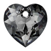 Swarovski 6432 10.5mm Heart Cut Pendants Crystal Silver Night