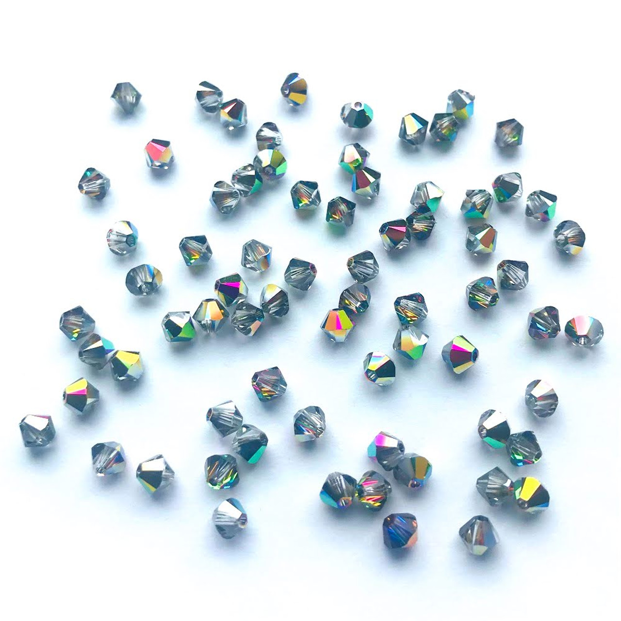 100pcs Authentic Swarovski Crystals 5328 Xilion 3mm (0.12 inch) Small Bicone Crystal Beads for Jewelry Craft Making (Crystal AB) SWA-b302