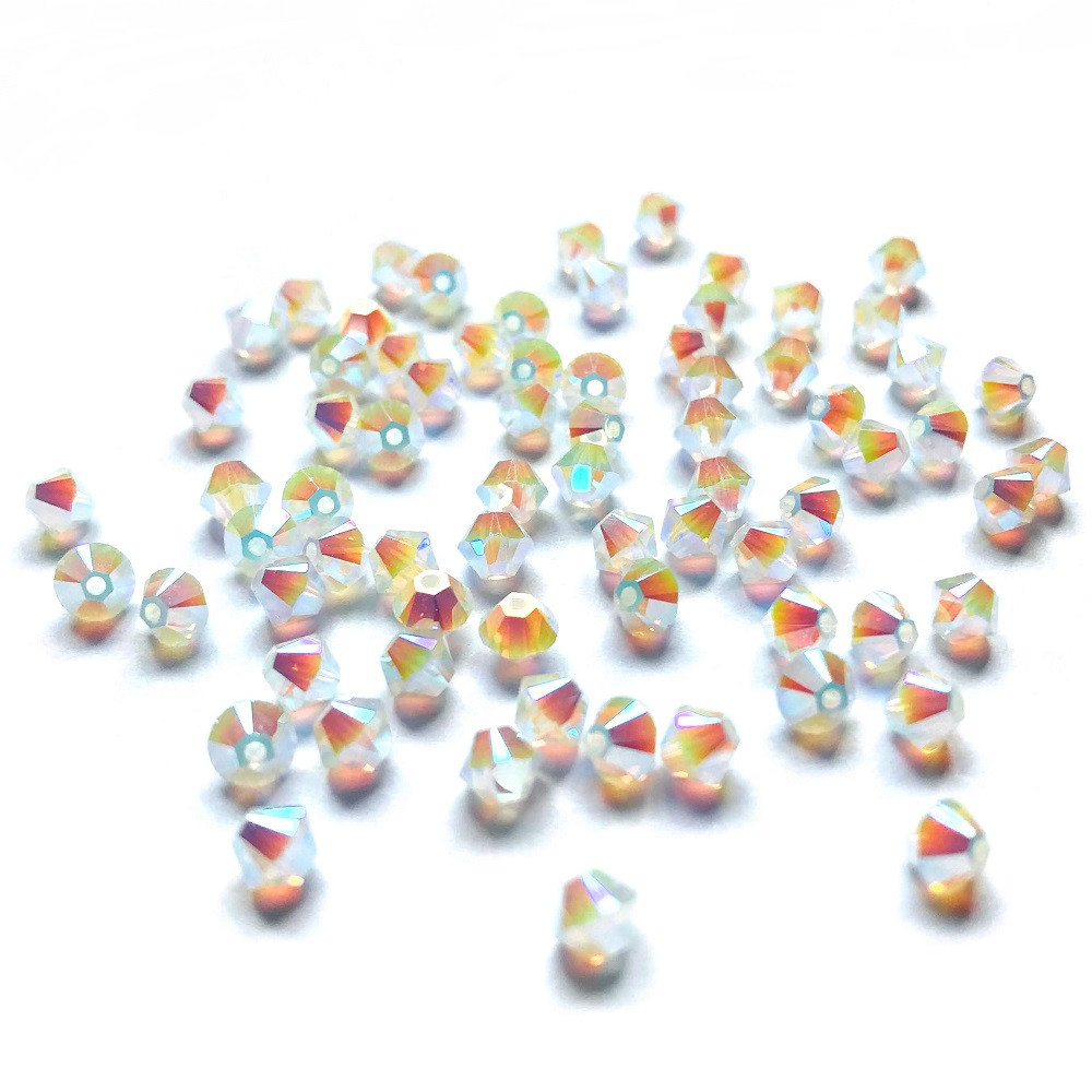 Swarovski 5328 4mm White Opal AB 2X Bead | Rainbows Of Light