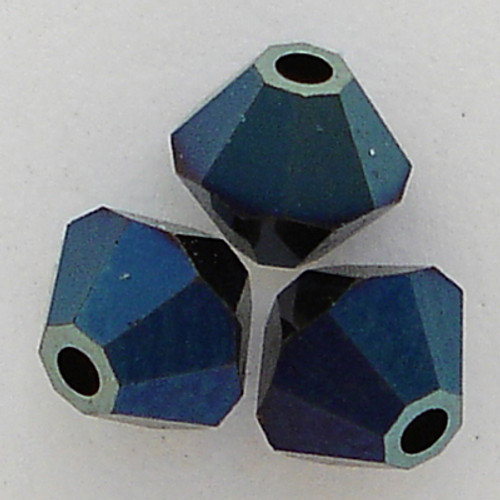 Swarovski 5328 4mm Xilion Bicone Beads Crystal Metallic Blue 2X