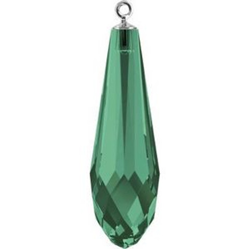 Swarovski 6531 15.5mm Pure Drop (half hole)-classic cap Pendants Emerald GunMetal