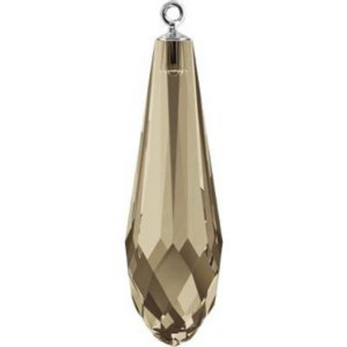 Swarovski 6531 34mm Pure Drop (half hole)-classic cap Pendants Smoky Quartz Rose Gold