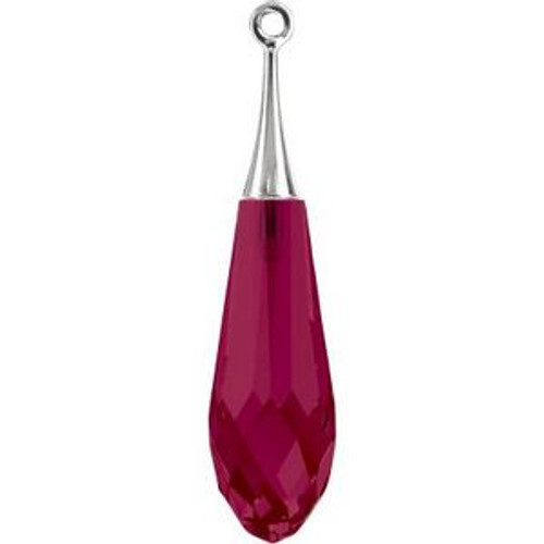 Swarovski 6532 21mm Pure Drop (half hole)-trumpet cap Pendants Ruby Rhodium