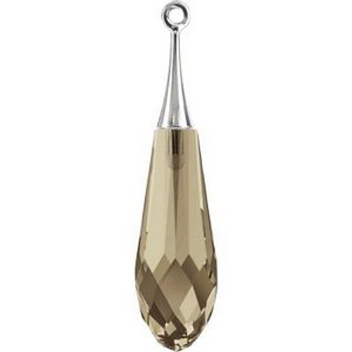 Swarovski 6532 21mm Pure Drop (half hole)-trumpet cap Pendants Smoky Quartz GunMetal