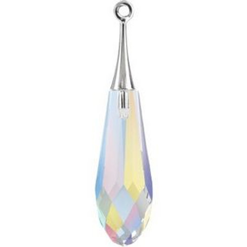 Swarovski 6532 31.5mm Pure Drop (half hole)-trumpet cap Pendants Crystal AB GunMetal