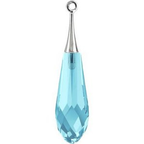 Swarovski 6532 44mm Pure Drop (half hole)-trumpet cap Pendants Aquamarine GunMetal