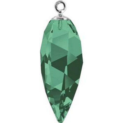 Swarovski 6541 14.5mm Twisted Drop (half hole)-classic cap Pendants Emerald Gold