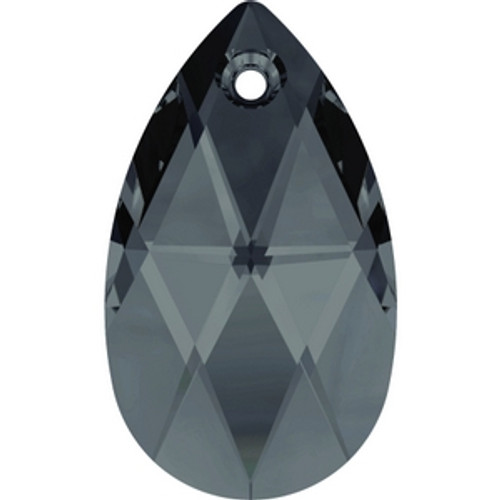 Swarovski 6106 22mm Graphite Pearshape Pendants . Graphite brings a dark and strong, bluish gray-black tone to the palette that features an entirely homogenous surface, rendering it ideal for creating graduated transitions between Crystal Silver Night and Jet.  . Swarovski Crystal is the finest quality precision-cut crystal in the world. Fashionable and sophisticated styles are infused with rich colors and lavish coatings. SWAROVSKI ELEMENTS are essential in creating captivating jewelry designs of exceptional radiance and quality.