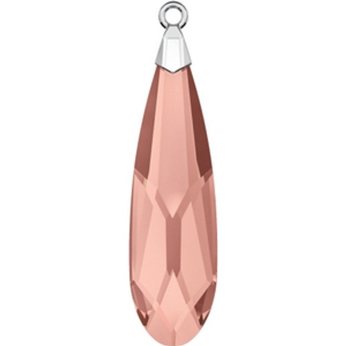 Swarovski 6533 17mm Blush Rose Rhodium Raindrop Pendants . Blush Rose represents pink as the key color for the coming season-graceful, soft and dreamy, a dusty pink hue that is reminiscent of highly prized fancy pink diamonds, a modern and sophisticated classic look with a mellow, feminine touch. . Swarovski Crystal is the finest quality precision-cut crystal in the world. Fashionable and sophisticated styles are infused with rich colors and lavish coatings. SWAROVSKI ELEMENTS are essential in creating captivating jewelry designs of exceptional radiance and quality.