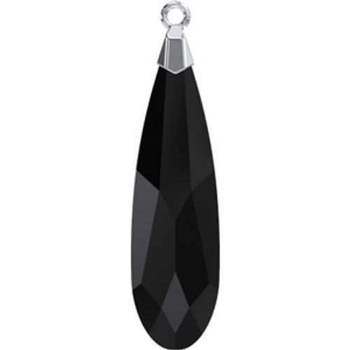Swarovski 6533 33mm Jet Rhodium Raindrop Pendants . Jet is a solid black that complements any color and is ascends nicely to Crystal Silver Night, Black Diamond and Crystal Silver Shade. . Swarovski Crystal is the finest quality precision-cut crystal in the world. Fashionable and sophisticated styles are infused with rich colors and lavish coatings. SWAROVSKI ELEMENTS are essential in creating captivating jewelry designs of exceptional radiance and quality.