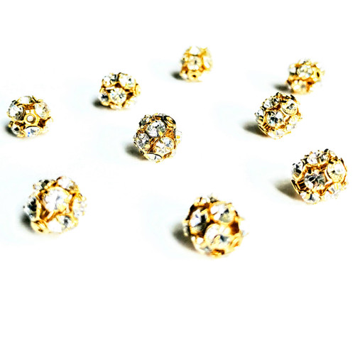 Buy Swarovski 5830 8mm Pave Filigree Balls Gold Crystal   (4 pieces)