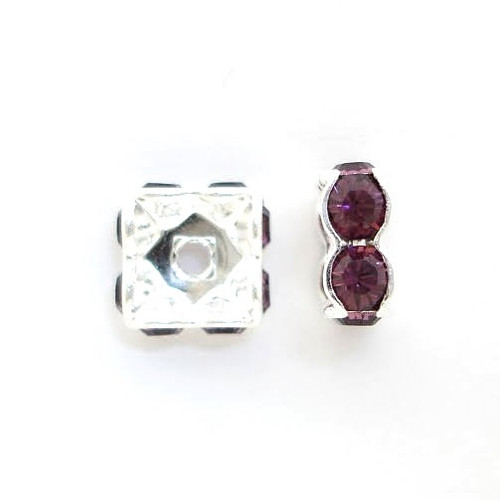 Swarovski 5920 4mm Squaredelles Silver Amethyst