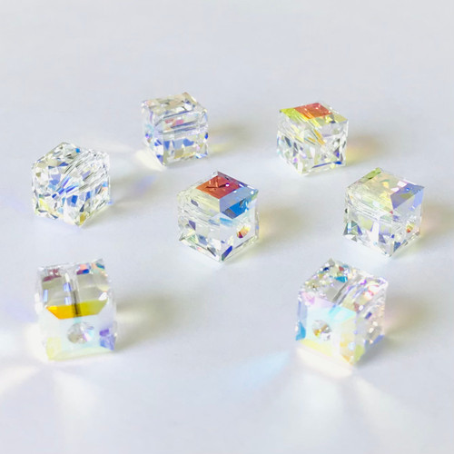 Buy Swarovski 5601 8mm Cube Beads Crystal AB   (6 pieces)