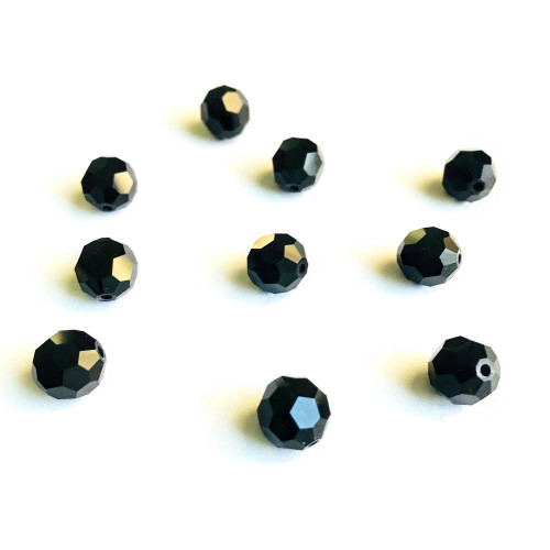 Preciosa® Crystal Round Beads 8mm Jet  (12 pieces)