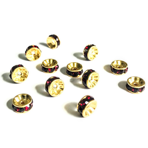 Exclusive Swarovski 5820 4mm Rhinestone Rondelles Gold Garnet   (12 pieces)