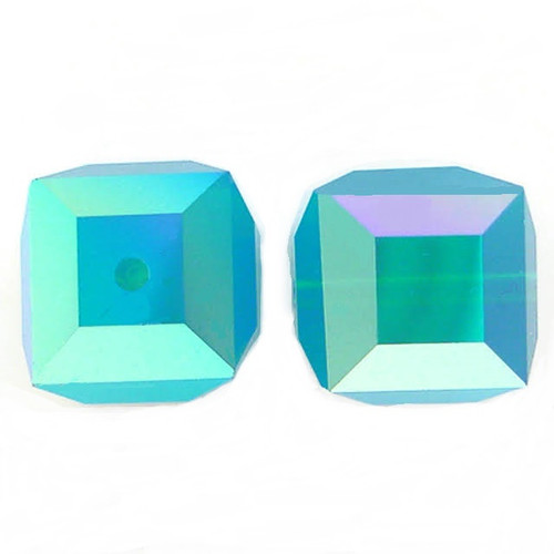 Swarovski 5601 8mm Cube Beads Caribbean Blue Opal AB   (6 pieces)