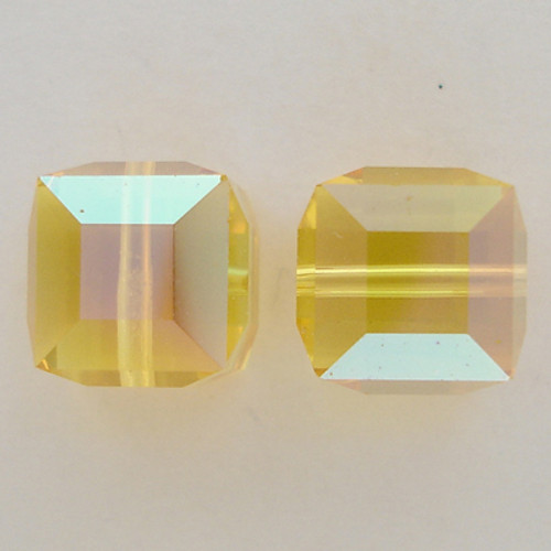 Swarovski 5601 8mm Cube Beads Light Topaz AB