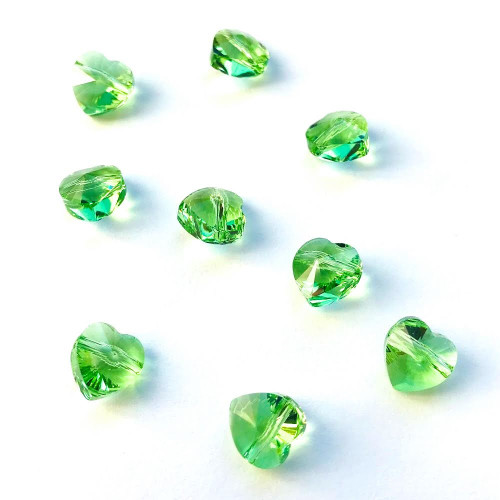 Swarovski 5742 8mm Heart Beads Peridot   (9 pieces)