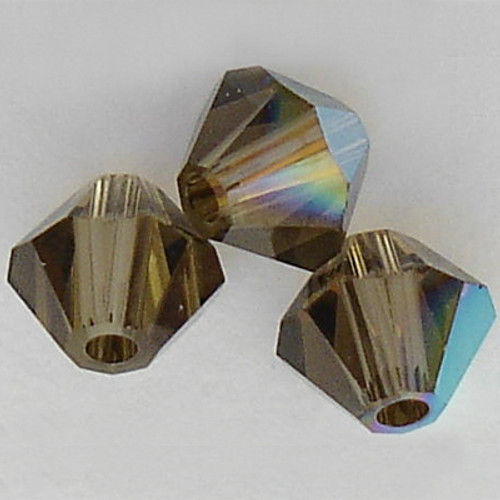 Swarovski 5328 4mm Xilion Bicone Beads Smoky Quartz AB