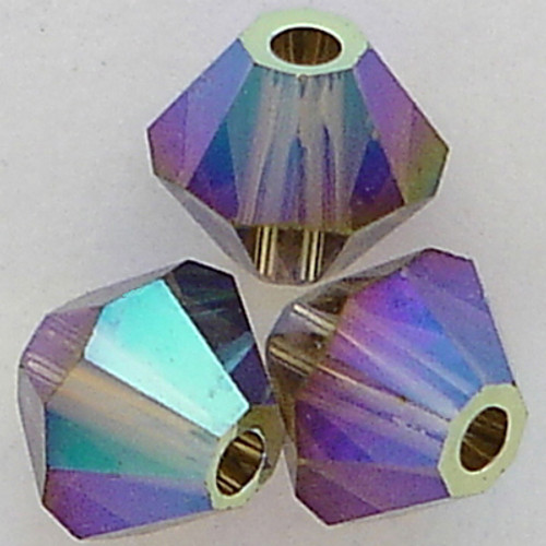 Swarovski 5328 4mm Xilion Bicone Beads Smoky Quartz AB 2x