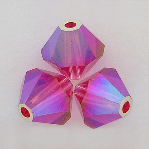 Swarovski 5328 6mm Xilion Bicone Beads Fuchsia AB 2X