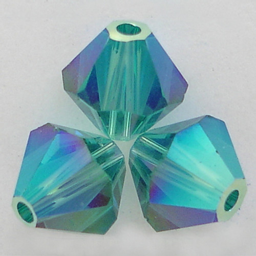 Swarovski 5328 6mm Xilion Bicone Beads Indicolite AB 2X