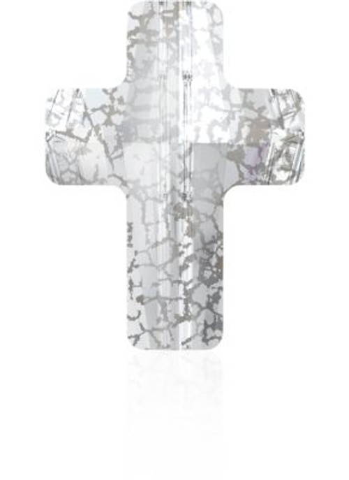 Swarovski 5378 18mm Cross Beads Crystal Silver Patina
