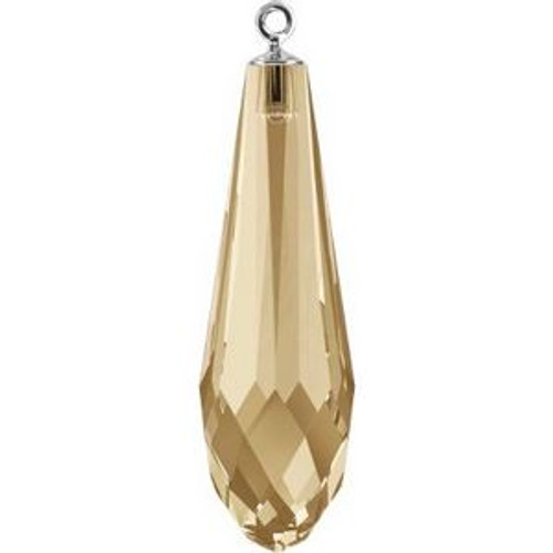 Swarovski 6531 24mm Pure Drop (half hole)-classic cap Pendants Crystal Golden Shadow GunMetal