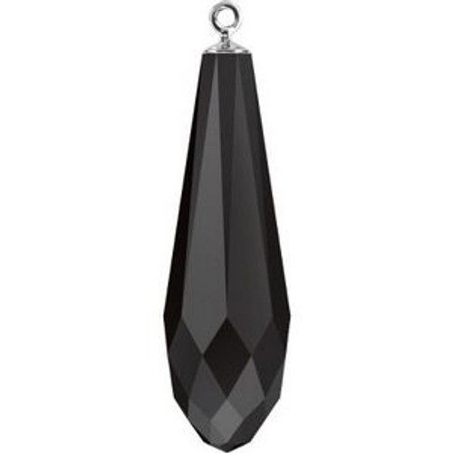 Swarovski 6531 24mm Pure Drop (half hole)-classic cap Pendants Jet Rhodium