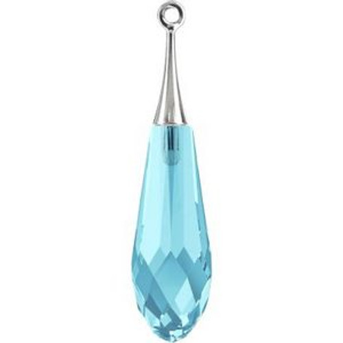 Swarovski 6532 21mm Pure Drop (half hole)-trumpet cap Pendants Aquamarine Rose Gold