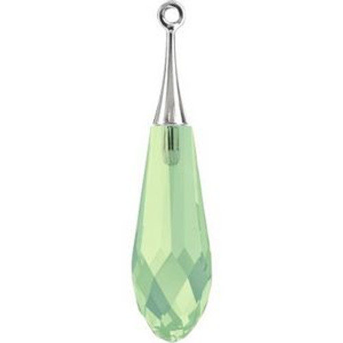 Swarovski 6532 21mm Pure Drop (half hole)-trumpet cap Pendants Chrysolite Opal GunMetal