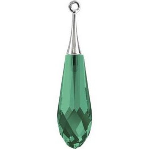 Swarovski 6532 44mm Pure Drop (half hole)-trumpet cap Pendants Emerald Rose Gold