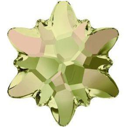 Swarovski 2753 14mm Edelweiss Flatbacks Crystal Luminous Green Frosted Hot Fix