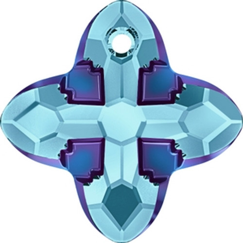 Swarovski 6868 14mm Aquamarine Metallic Bluez Cross Tribe Pendants