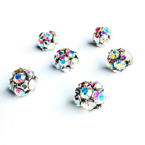 Buy Swarovski 5830 10mm Pave Filigree Balls Rhodium Crystal AB   (2 pieces)