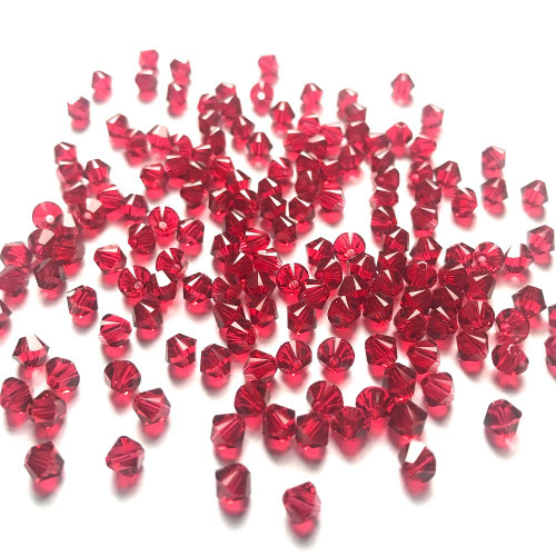 On Hand: Swarovski 5328 4mm Xilion Bicone Beads Scarlet (72 pieces)