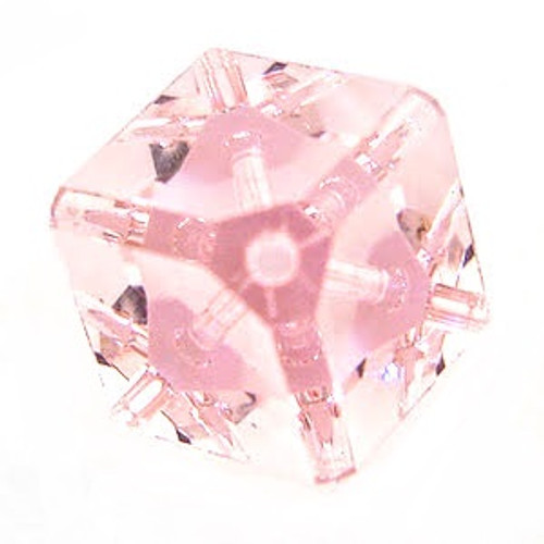 Exclusive Swarovski 5600 8mm Offset Cube Beads Light Rose   (6 pieces)