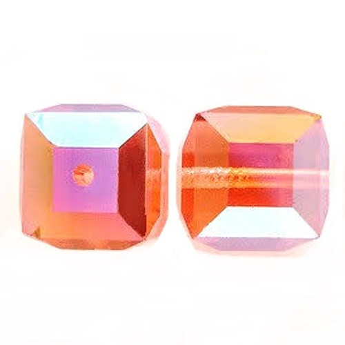 Swarovski 5601 4mm Cube Beads Padparadscha AB