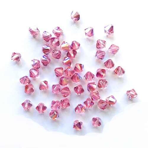 Swarovski 5328 3mm Xilion Bicone Beads Light Rose Shimmer   (72 pieces)