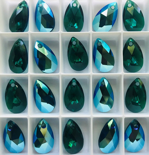 Buy Swarovski 6106 16mm Pearshape Pendants Emerald Shimmer (6  pieces)