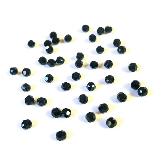 Preciosa® Crystal Round Beads 4mm Jet (72 pieces)