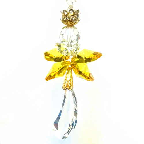 Crystal Angel Ornament Handmade with Swarovski® Crystals  ~  "Sunshine & Smiles" Angel