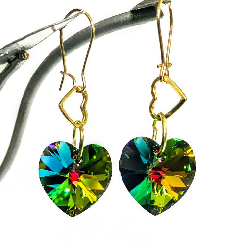 Beautiful Crystal Valentine's Day Earrings ~ Buy Swarovski® 18mm Crystal Vitrail Medium Heart Earring Kit ~ Shine Your Love!