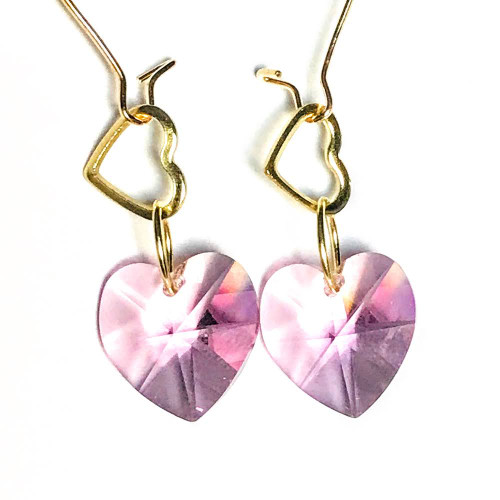 Beautiful Crystal Valentine's Day Earrings ~ Buy Swarovski® 14mm Light Amethyst Heart Earring Kit ~ Shine Your Love!