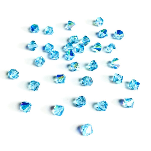 Preciosa® Crystal Bicone Beads 4mm Aquamarine AB (72 pieces)