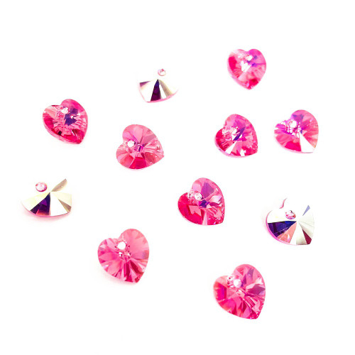 Buy Swarovski 6228 10mm Xilion Heart Pendants Rose AB  (18 pieces)