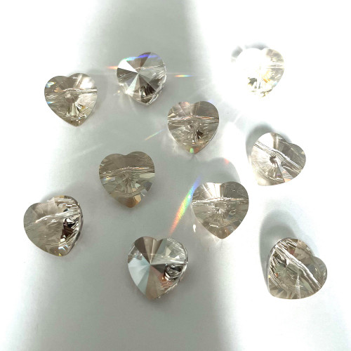 Exclusive Swarovski 5742 8mm Heart Beads Crystal Silver Shade   (9 pieces)
