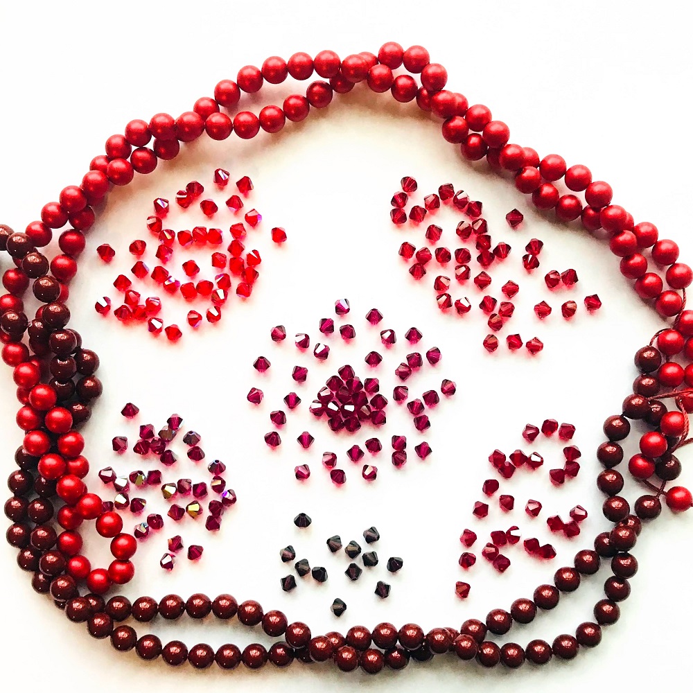 July Birthstone Ruby Crystal Beads & Pearl Color Inspiration